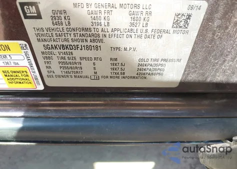 2015 Buick Enclave Leather from USA, damaged, VIN 5GAKVBKD3FJ180181